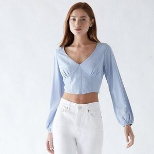 Kendall & Kylie Long Sleeve Corset Woven Top